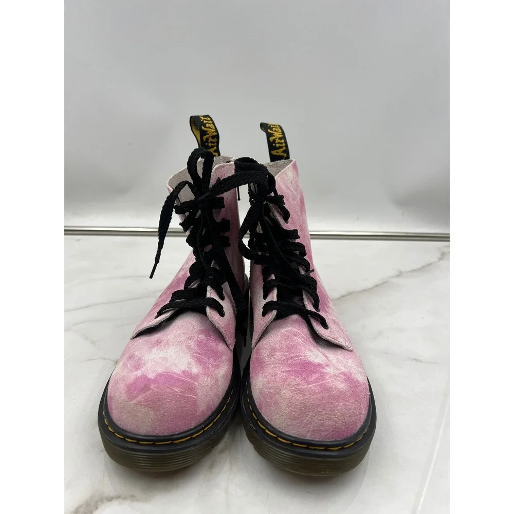 Dr. Martens 1460 Boots Junior Size 3 Pascal J Pink Tie Dye Suede Lace Up